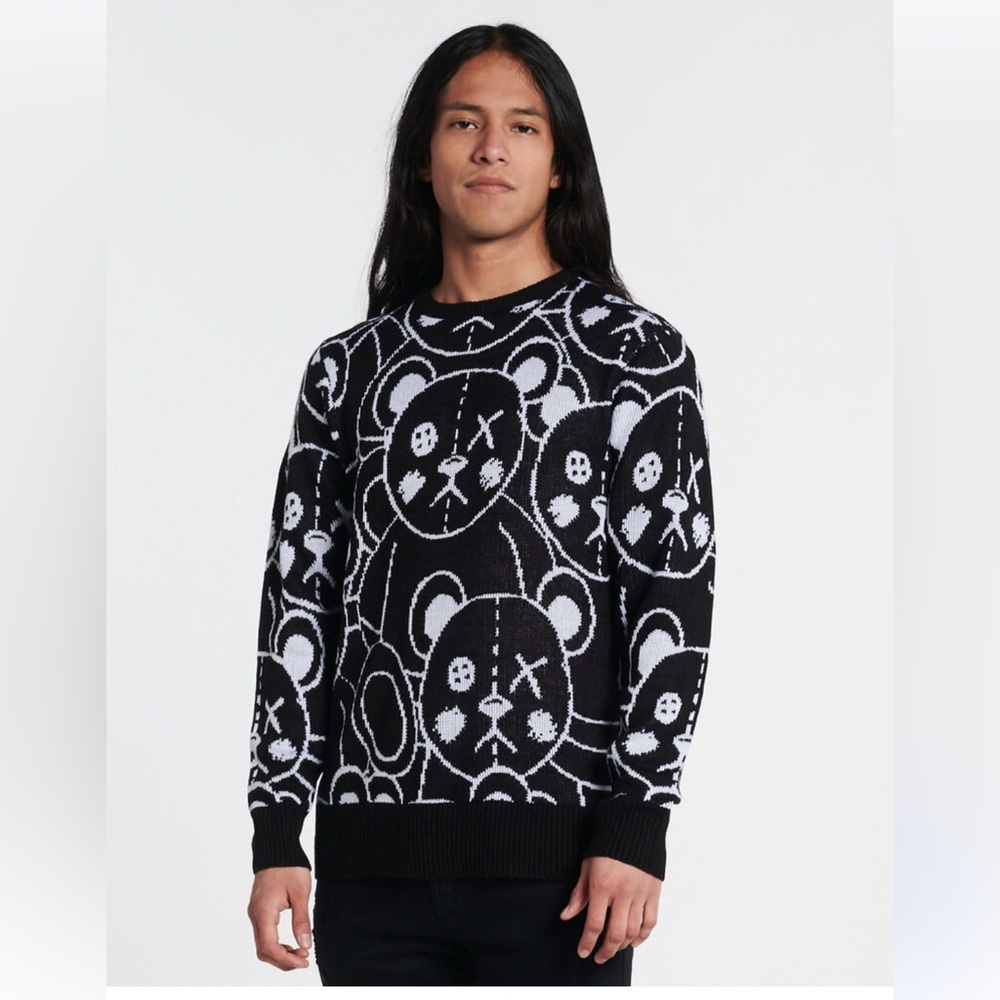 REASON XO Teddy Knit Sweater in Black Unisex Sz Small